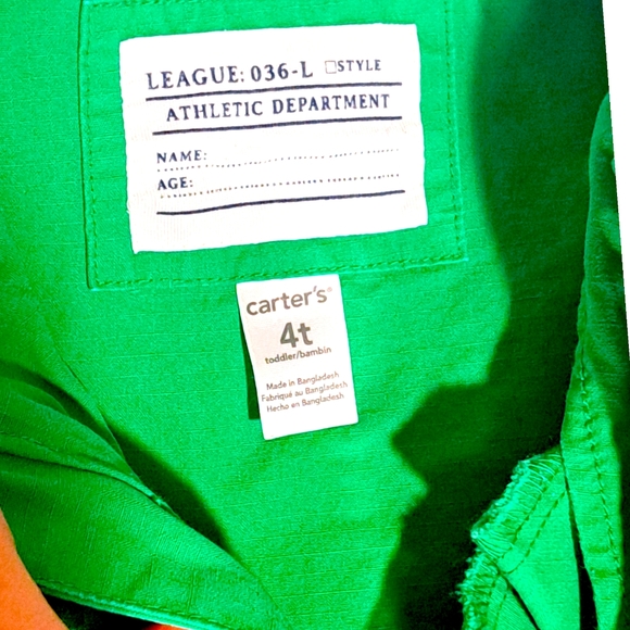 Carter's hooded jacket green and navy blue zipper details Velcro pockets EUC - Picture 3 of 4